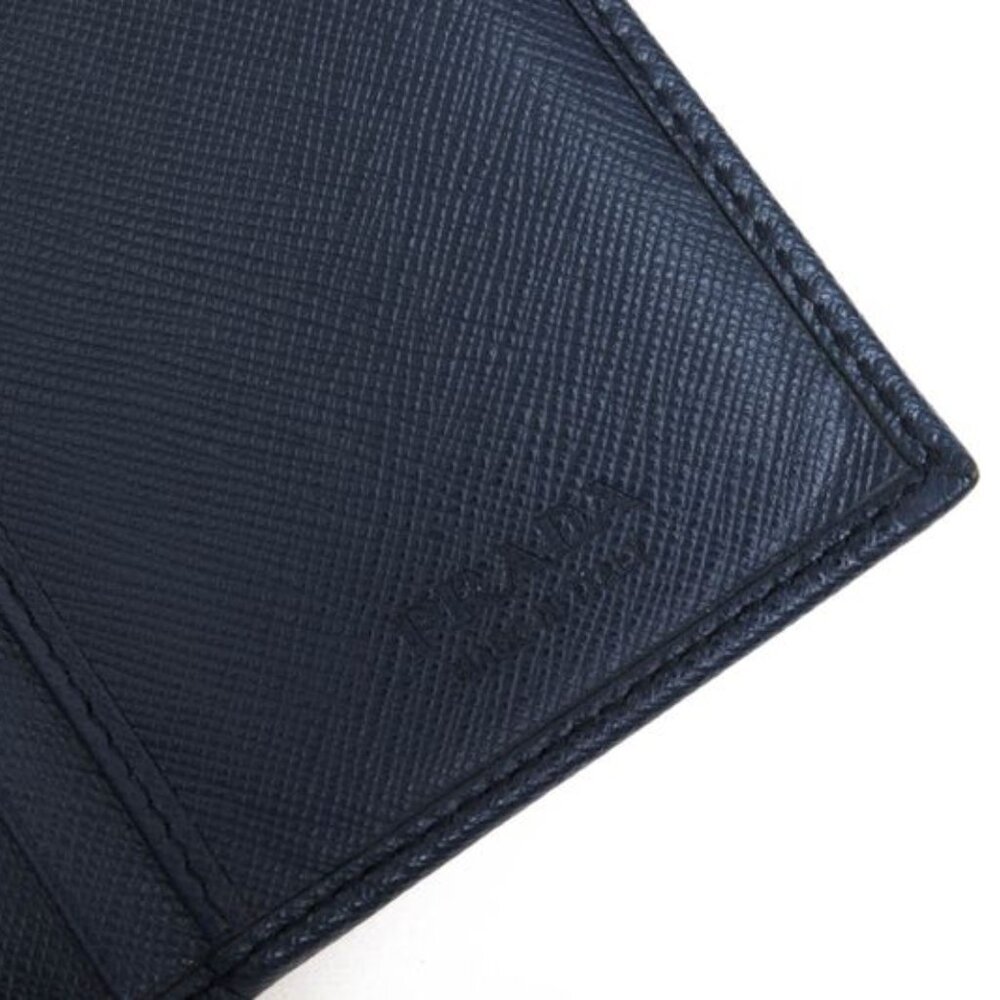 Prada Long Wallet Men Leather Navy Blue 2 Mv836 Portafverticale - Picture 6 of 8